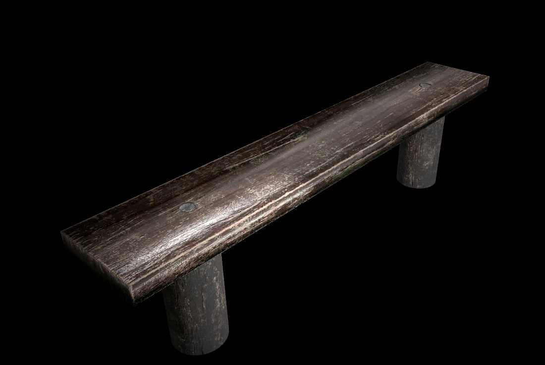old wooden bench low poly 3D Model .c4d .max .obj .3ds .fbx .stl .blend 