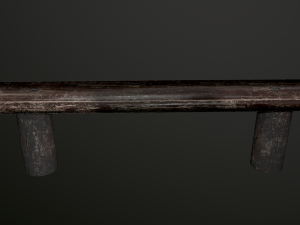 old wooden bench low poly 3D-Modell