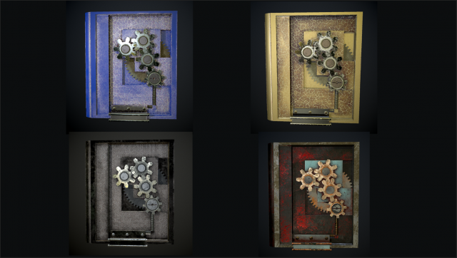 steampunk book low poly 4 texture options Modelo 3D .c4d .max .obj .3ds .fbx .stl .blend 
