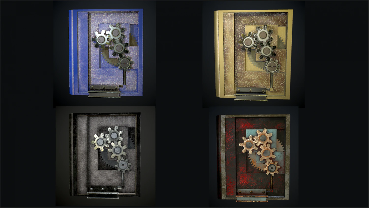 steampunk book low poly 4 texture options 3D Model .c4d .max .obj .3ds .fbx .stl .blend