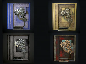 steampunk book low poly 4 texture options 3D Model