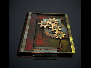 steampunk book low poly 4 texture options Modelo 3D