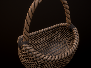 wicker basket low poly 4 texture options 3D 模型