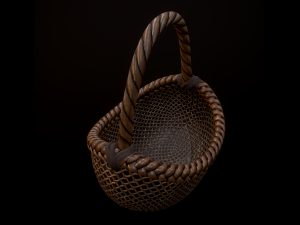 wicker basket low poly 4 texture options 3D 模型