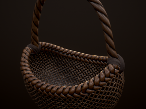 wicker basket low poly 4 texture options 3D 模型