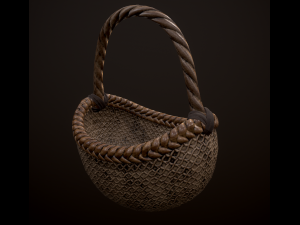 wicker basket low poly 4 texture options 3D 模型