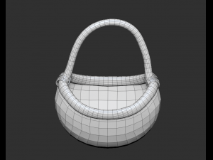 wicker basket low poly 4 texture options 3D 模型