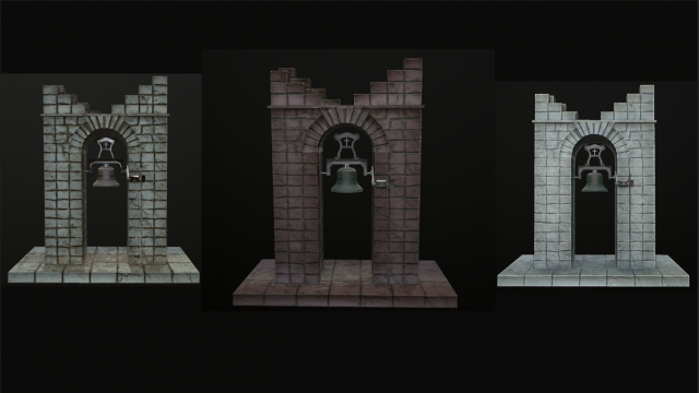 stone bell tower low poly 3 texture options 3D Модель .c4d .max .obj .3ds .fbx .stl .blend 
