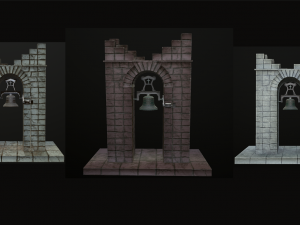 stone bell tower low poly 3 texture options 3D Model