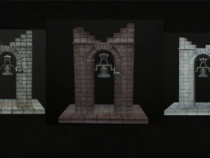 campanario de piedra baja poli 3 opciones de textura Modelo 3D