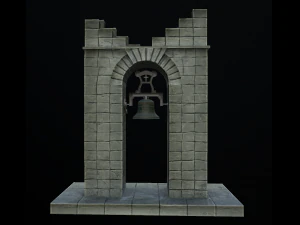 stone bell tower low poly 3 texture options 3D Model