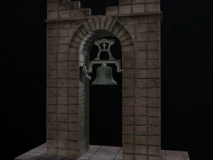 stone bell tower low poly 3 texture options 3D Model