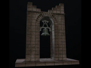 stone bell tower low poly 3 texture options 3D Model