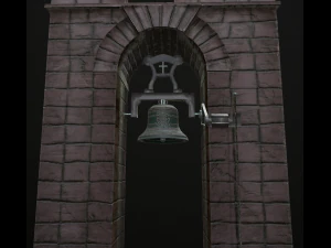 stone bell tower low poly 3 texture options 3D Model