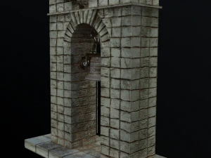 stone bell tower low poly 3 texture options 3D Model
