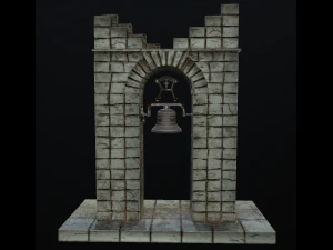 stone bell tower low poly 3 texture options 3D Model