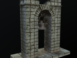 stone bell tower low poly 3 texture options 3D Модель