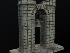 stone bell tower low poly 3 texture options 3D Model