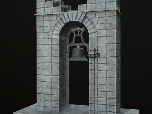 stone bell tower low poly 3 texture options 3D Модель