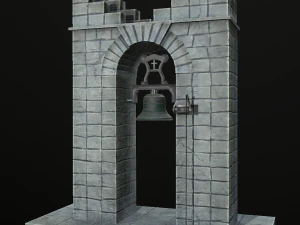 stone bell tower low poly 3 texture options 3D Model