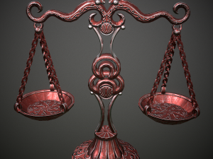 balance scales of justice low poly 5 texture options and high poly Modello 3D