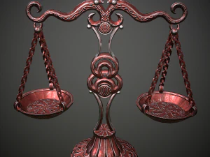 balance scales of justice low poly 5 texture options and high poly 3D Model
