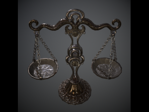 balance scales of justice low poly 5 texture options and high poly Modello 3D