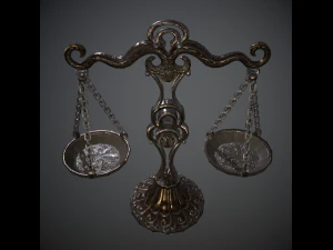 balance scales of justice low poly 5 texture options and high poly 3D Model