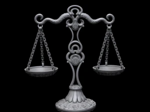 balance scales of justice low poly 5 texture options and high poly 3D Model