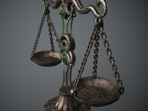 balance scales of justice low poly 5 texture options and high poly Modello 3D