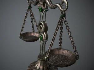 balance scales of justice low poly 5 texture options and high poly 3D Model