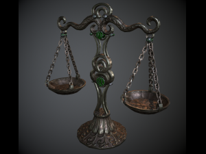 balance scales of justice low poly 5 texture options and high poly Modello 3D