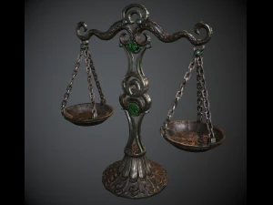 balance scales of justice low poly 5 texture options and high poly 3D Model
