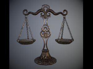 balance scales of justice low poly 5 texture options and high poly Modello 3D