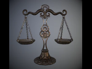 balance scales of justice low poly 5 texture options and high poly 3D Model