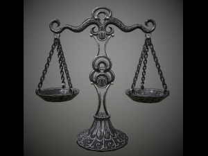 balance scales of justice low poly 5 texture options and high poly Modello 3D
