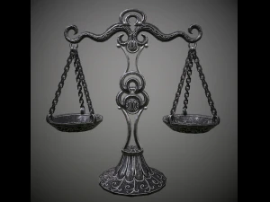 balance scales of justice low poly 5 texture options and high poly 3D Model