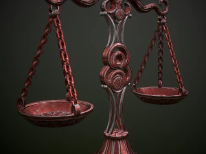 balance scales of justice low poly 5 texture options and high poly 3D Model