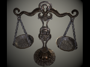 balance scales of justice low poly 5 texture options and high poly Modello 3D