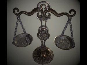 balance scales of justice low poly 5 texture options and high poly 3D Model