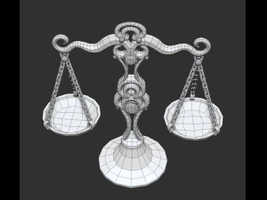 balance scales of justice low poly 5 texture options and high poly 3D Model