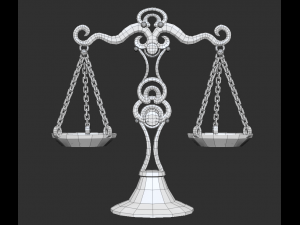 balance scales of justice low poly 5 texture options and high poly Modello 3D