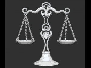 balance scales of justice low poly 5 texture options and high poly 3D Model