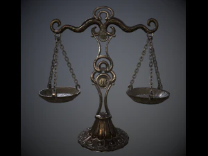 balance scales of justice low poly 5 texture options and high poly 3D Model