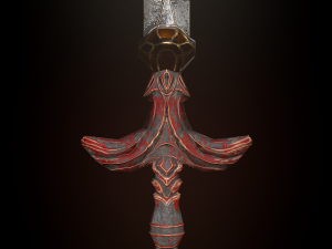 steel sword low poly 5 texture options and high poly 3D Model