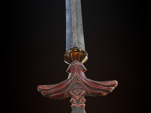 steel sword low poly 5 texture options and high poly 3D Model
