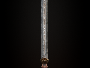 steel sword low poly 5 texture options and high poly 3D Model
