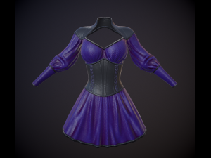 dress with corset low poly 5 texture options Modello 3D