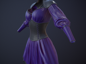 dress with corset low poly 5 texture options Modello 3D