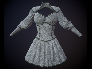 dress with corset low poly 5 texture options Modello 3D